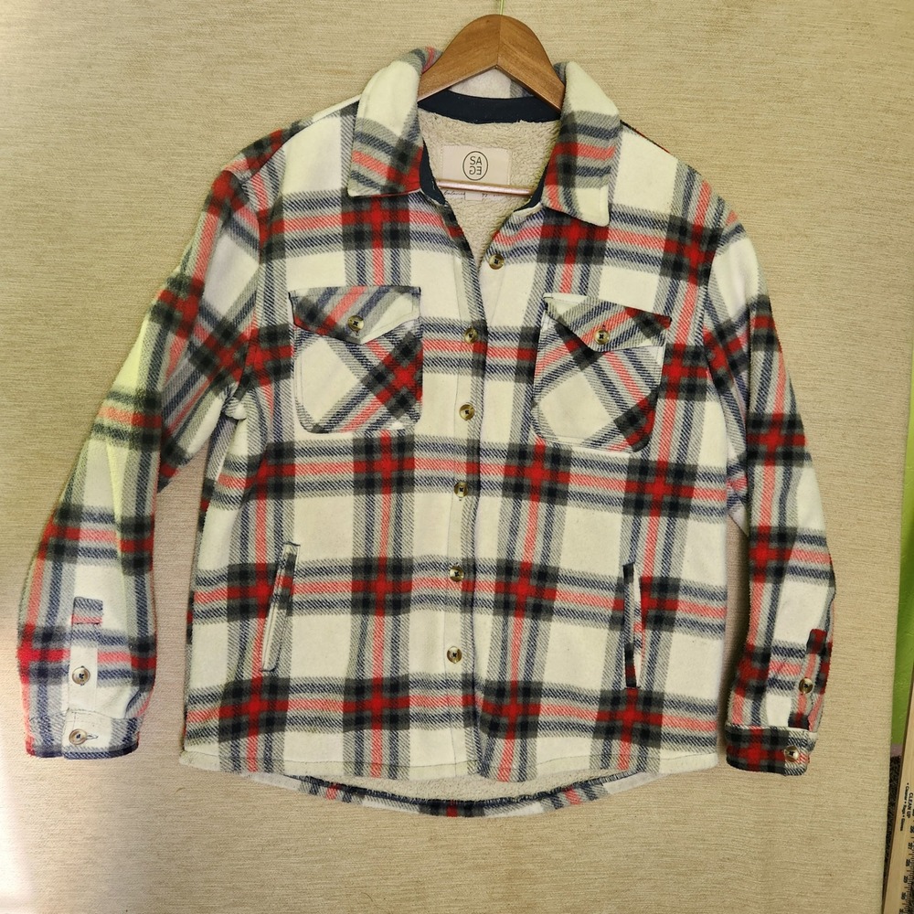 SAGE COLLECTIVE Plaid Sherpa Lined Shirt Jacket Women's M
